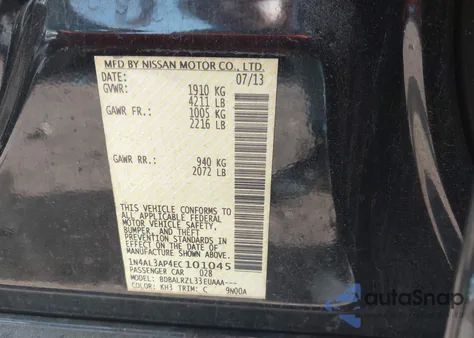 2014 Nissan Altima 2.5 S z USA, uszkodzony, nr VIN 1N4AL3AP4EC101045